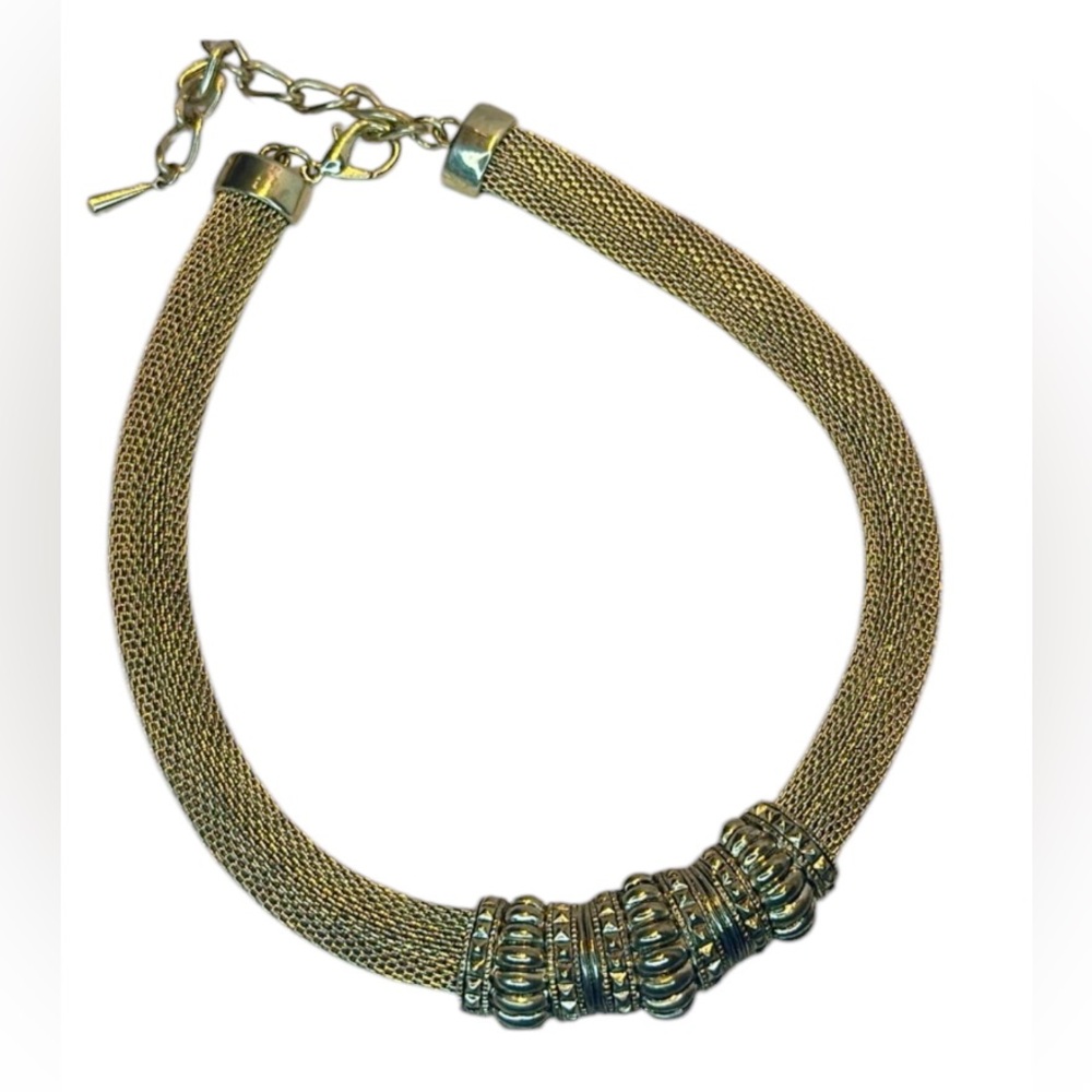 Vintage silver tone woven necklace